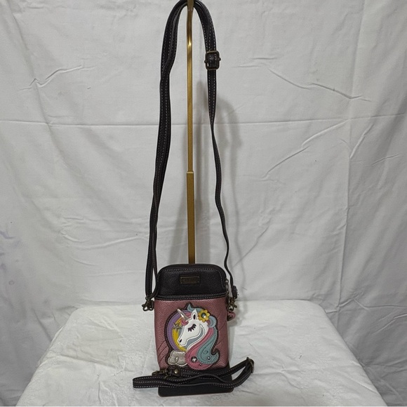 Chala Handbags - Chala Magical Unicorn Cell Phone Crossbody Bag in pink multicolor faux leather